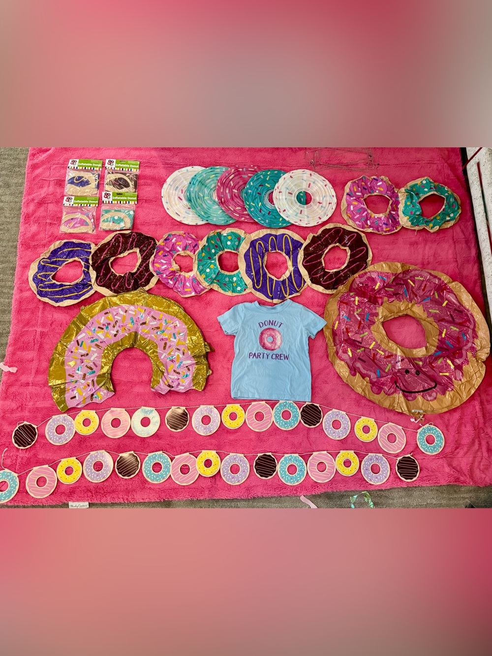 Donut Party Crew T-Shirt & Party Supplies - Blue, Pink, Purple